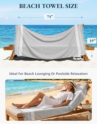 LANE LINEN Extra Large Beach Towels 2 Pack, Oversized 39"x71", Soft - Grey - color: 08: Grey, size: Pack of 2