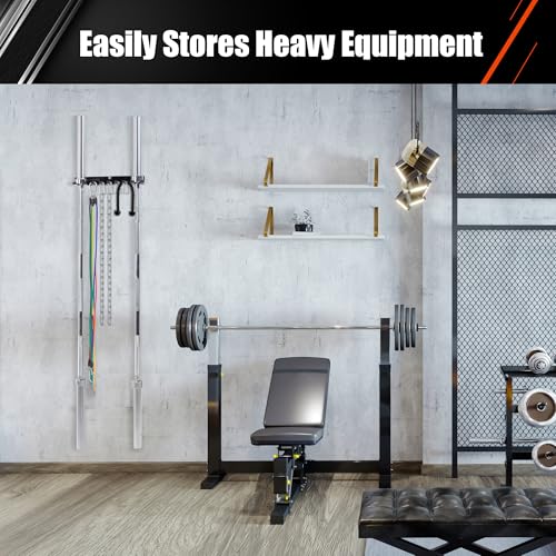 Wall-Mounted Gym Organizer, Resistance Band Storage Rack, Barbell Holder Wall Mount, Dumbbell Storage, Home Gym Accessories Holder