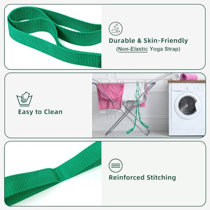 Stretching Strap Yoga Straps for Physical Therapy, 10 Loops Non-Elastic Stretch Band for Pilates, Flexibility, Exercise and Gymnastics