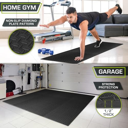 ProsourceFit Exercise Puzzle Mat 1/2-inch, EVA Interlocking Foam Floor Tiles for Home Gym, Workout Equipment, Kids Play Areas, Black, 72 SQ FT - 18 Tiles