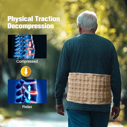 Decompression Belt with Elec. Pump,Inflatable Back Brace, Beige - color: Beige