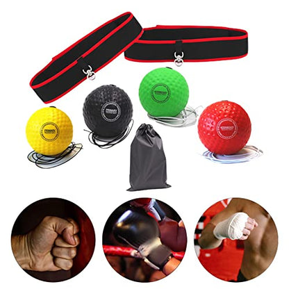Boxing Reflex Ball Headband Reflex Ball on String with Headband Hand Eye Coordination Training Improve Reaction Speed Adjustable for Workout