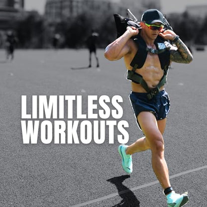 Pull Sled Harness with Drag Strap for Fitness Strength Training, Full Body Workout, Conditioning One Size Fits Most, Heavy Duty Military Grade Materials, Metal Buckles Pulling Up to 1000LBS