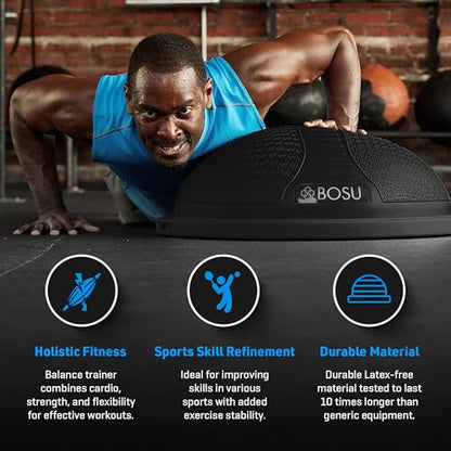 Bosu Pro NexGen 25IN Home Fitness Exercise Gym Balance Trainer with Pump - color: Black