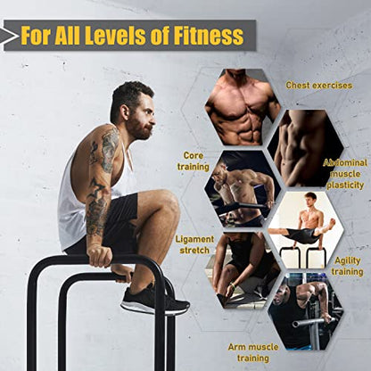 POWER GUIDANCE Dip Bar, Dip Stand Station for Full Body Strength Training, Adjustable Height 30Inches - 38.6Inched, 3 Colors Available - color: 2. black