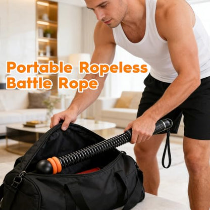 Ropeless Battle Ropes with Weighted Springs, Portable Cordless Battle Ropes for Home Gym, Adjustable Resistance Full-Body Workout Equipment for HIIT, Strength Building, and Low-Impact Aerobic Training