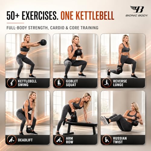 Bionic Body by Kim Lyons Soft Kettlebell with Handle | Soft Weight for Strength Training, Conditioning, Core & Full Body Workouts | Ergonomic Grip | Home Gym, Cross Training, HIIT & Functional Fitness Equipment - style: Orange - 15 LB