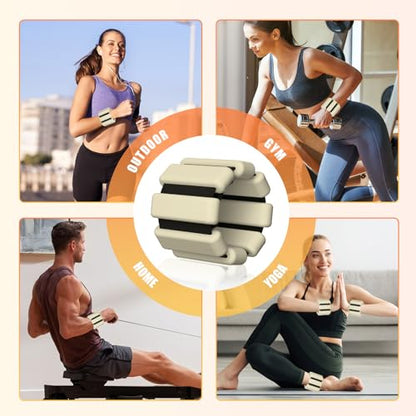 Ankle Weight Wrist Weight 2 Pack (1lb Each) Adjustable Arm and Leg Weight Suitable for Women and Men Pilates Gym Yoga Aerobic Strength Training - color: Beige