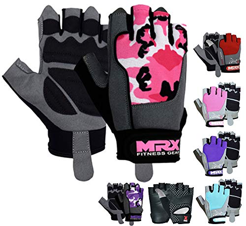 MRX BOXING & FITNESS Weight Lifting/Exercise Grip Gloves for Women, Great for Workouts, Weight Training and More, Pro Series - color: Camo Pink, size: Small