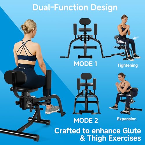 Hip Abduction & Adduction Machine: 2-in-1 Inner and Outer Thigh Trainer with Glute Workout Bench - Compact Home Gym Strength Training Equipment