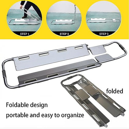 Folding Aluminum Stretcher Board - Portable Ambulance Gurney with Safe Str, Lightweight Spine Board for Emerncy Mcal Use, Camping & First Aid