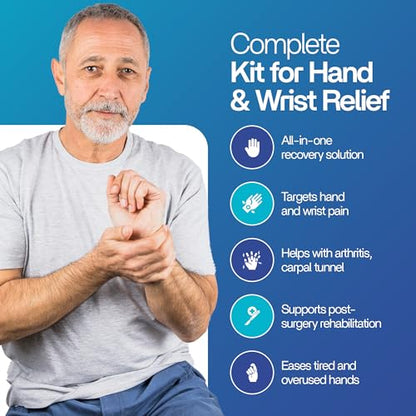 Theravio Pro Hand Therapy Kit with Grip Strength Trainer, Finger Strengthener, Hand Exercise balls For Arthritis, Hand Exerciser For Carpal Tunnel, Hand Gripper Strengthener For Physical Therapy - size: Theravio Pro Kit