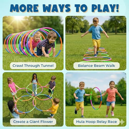 6 Pack: Toy Hoop Bundle Pack - Snap Together Detachable Adjustable Weight Size Plastic Hoops - Kids Hoola Rings for Sports, Exercise, Playing, 32-Inch