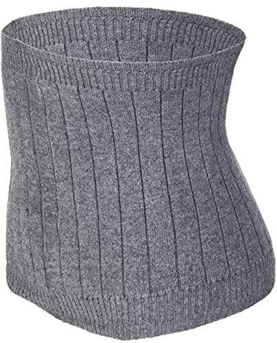 Thermal Cashmere Knit Lumbar Warmer Lower Back Support Belt Brace Stomach Kidney Warmer Abdominal Binder Belly Wrap - color: Grey, size: M suggest 50-60KG