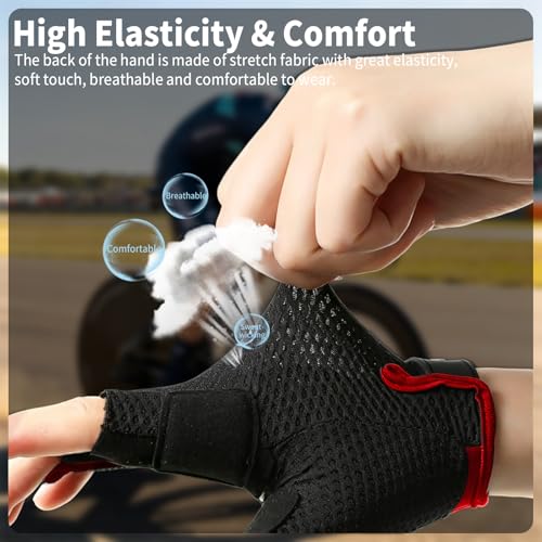 Men's Fingerless Cycling Gloves, Bike Gloves for Men & Women with Gel Padded & Anti-Slip Design, Breathable Outdoor Bicycle Gloves for Road/Mountain Bike, Fitness, Hiking - size: Large