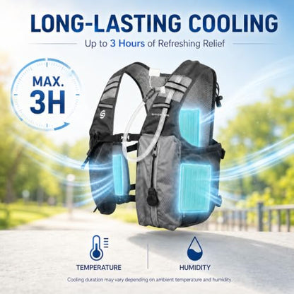 Cooling Hydration Vest with Cooling Packs, 2L BPA-Free Water Bladder, Lightweight Running Vest for Hiking, Cycling & Marathon Training - color: Charcoal Gray