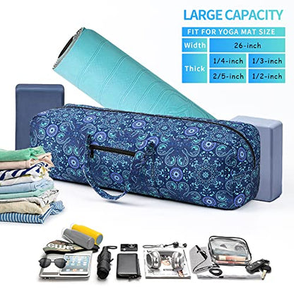 | Yoga Mat Bag | Large Yoga Mat Carrier with Wet Pocket | Yoga Gifts | Gym Tote Bag for Women - color: Blue