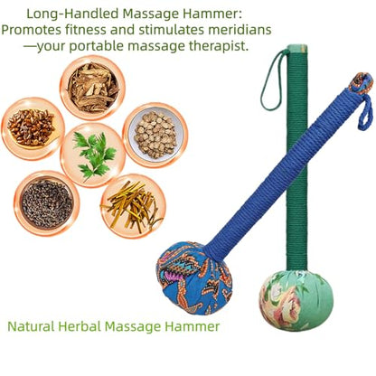 Traditional Moxa Stick Massager - Handheld Mugwort Massage Hammer for Pain Relief, Muscle Relaxation, Acupressure - Ergonomic Grip with US Design Patent (Blue Green…) - color: Blue Green…