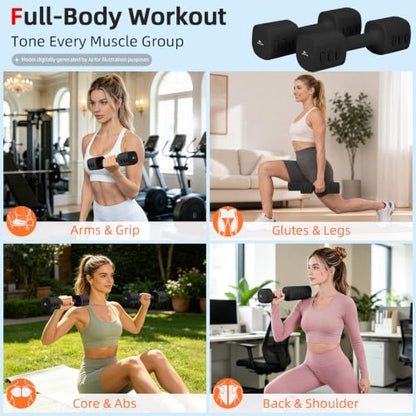 Abahub 2 in 1 Kettlebell & Dumbbell Set, Adjustable Dumbbell for Home Gym - color: Black