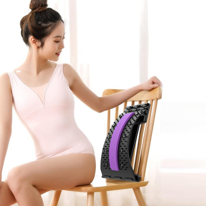 Adjustable Back Stretcher for Lower Back Support - Multi Level Lumbar Stretching Device with Acupressure Nodes | Báck Arch Massager for Waist Báck Neck Support Fitness Posture Stretch Equipment