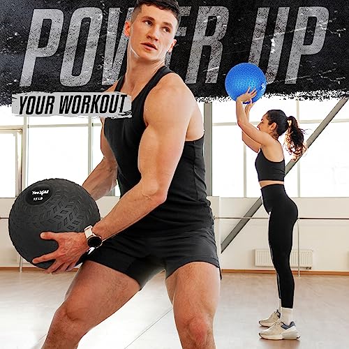 Yes4All Slam Balls, 10-40lb Weighted Ball Weight, Durable PVC Sand Filled Workout Dynamic Slam Ball for Strength Training, Tread, Black, 25lbs - color: Black, style: E. 25lbs