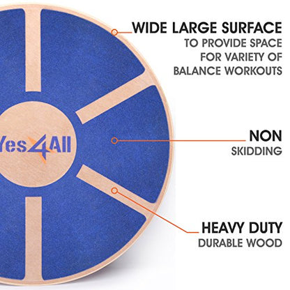 Yes4All Versatile Wooden Wobble Balance Board, Balance Trainer for Mobility Training, Standing Desk, Core Training, Exercise Balance Stability Trainer