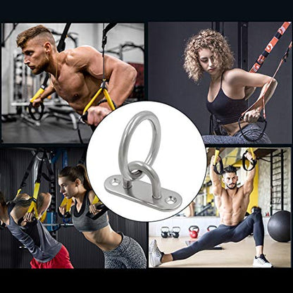 4Pcs M6 Ceiling Wall Mount Hook, Pad Eye Plate, Heavy Duty Anchor with Ring, 304 Stainless Steel, Great for Yoga Swings Hammocks/Boat Rigging/Marine Deck Hardware/Suspension Training Straps