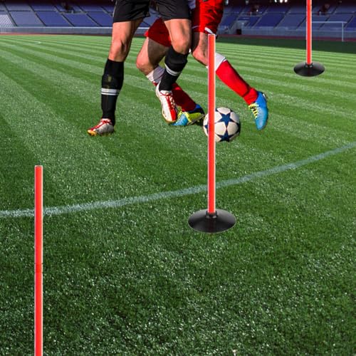 TNZMART 3.3FT Training Agility Poles Detachable Soccer Training Sticks Multi-Purpose Slalom Boundary Poles with Rubber Bases - color: Orange