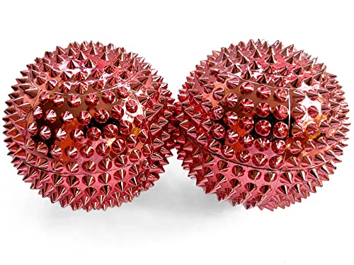 2X Spiky DBT Skill Balls | 2inch | Magnetic Stress Relief Balls | Spiky Massage Balls for Relaxation, Tension Release, Focus & Mobility (Rose Gold) - color: Rose Gold