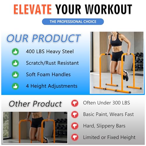 Adjustable Dip Bar, Parallel Bars Dip Equipment for Calisthenics, Heavy Duty Steel Dip Station with Soft High-Density Foam Handles for Home Gym Patio Office