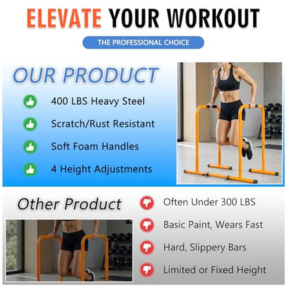 Adjustable Dip Bar, Parallel Bars Dip Equipment for Calisthenics, Heavy Duty Steel Dip Station with Soft High-Density Foam Handles for Home Gym Patio Office