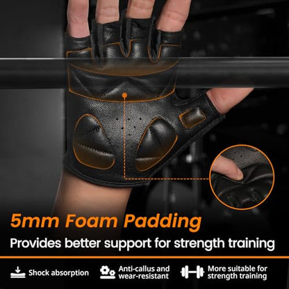 ATERCEL Premium Leather Workout Gloves, Ideal for Men and Women, Suitable for Weightlifting, Gym, Cycling - size: Large