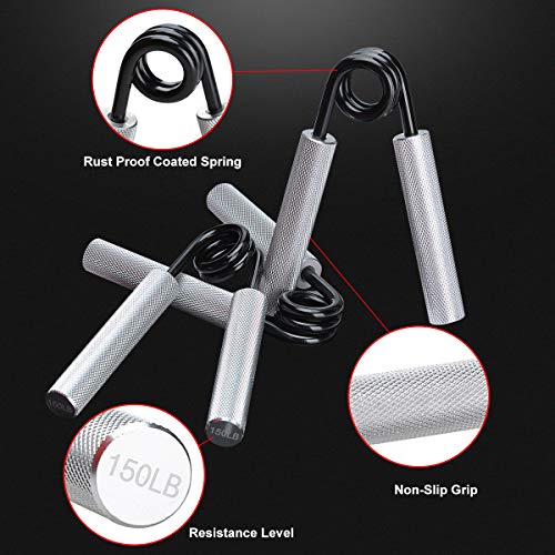 Hand Grip Strengthener,3 Pack (150,200,250lbs) Grip Strength Trainer Forearm Strengthener Hand Strengthener for Home Gym & Office - color: Silver