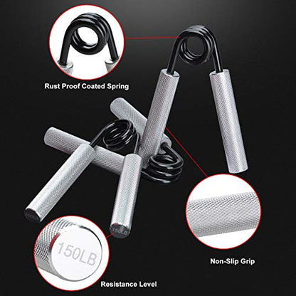 Hand Grip Strengthener,3 Pack (150,200,250lbs) Grip Strength Trainer Forearm Strengthener Hand Strengthener for Home Gym & Office - color: Silver