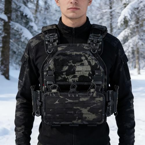 YAY YAKEDA Quick Release Tactical Laser-Cutting Vest Multicam Lightweight Vest - color: Mcbk