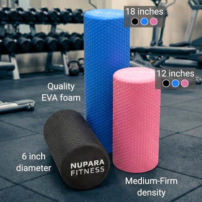 Foam Roller for Back, Legs, Hips, and Deep Tissue Muscles | Foam Roller for Physical Therapy, Exercise, Running, Cycling, Sports, Recovery, Yoga, and Pilates. (Black, 18 inch - Large)