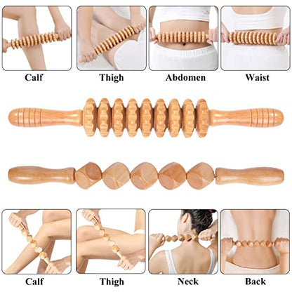 Wood Therapy Massage Tools 5-in-1 Lymphatic Drainage Massager Maderoterapia Kit Wooden Massager Body Sculpting Tools for Muscle Pain Relief, Anti-Cellulite, Body Contouring and Shaping