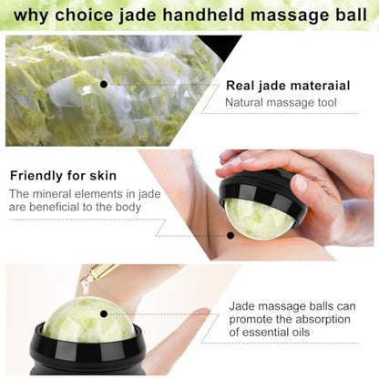 ideayard Cold Massage Roller Ball, Massage Stone Tool Jade Ball for Cold & Heat Relief Sore Muscles, Shoulders, Arms, Neck, Back, Feet, Body - color: Black