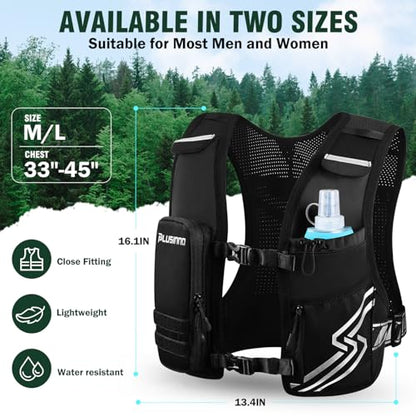 PLUSINNO Running Vest for Men Women, Runners Vest with 500ml Water Bottle - size: Medium-Large (Chest 33"-45")