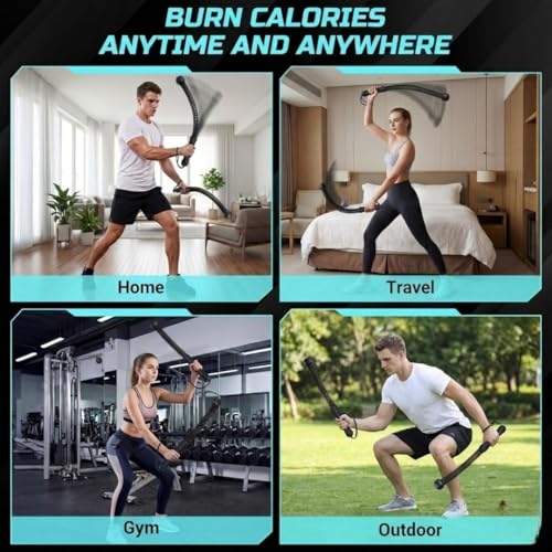 Ropeless Battle Ropes - Heavy Duty Cordless Weighted Exercise Ropes for Working Out - Home Gym Battle Rope with Training Poster
