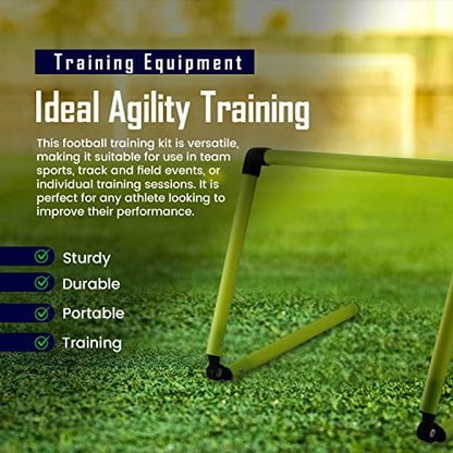 Splay Adjustable Agility Hurdles (Pack of 6 with Carry Bag) - Six Speed Hurdle for Speed Agility Training Football Coaching Drills - Yellow and Red Sport Dog Hurdles