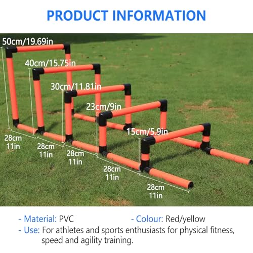 Hurdles Training Equipment for Track, Football Agility Training Equipment, 5 Pack Different Height Hurdles, 360° Rotation, Ideal for Athletic Jumping, Speed Drills (Yellow) - color: Yellow