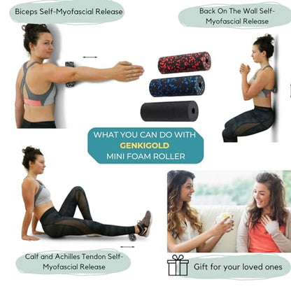 Mini Massage Foam Roller High Density - 100% Recycled Non-Toxic Material - Portable Pocket-Sized for Travel - Foot Arch,Legs & Arms Pain Target - Waterproof and Durable 15x6cm(Red)