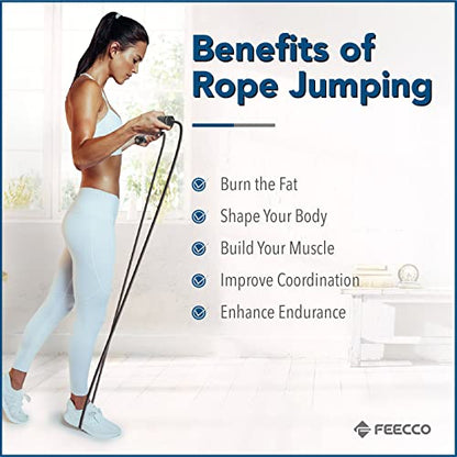 FEECCO Weighted Jump Rope for Men, PVC Rope with Metal Handles and Ball Bearings - color: 2.3LB