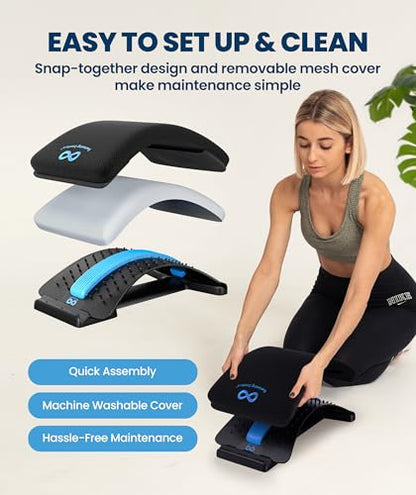 Everlasting Comfort Lumbar Support Board Back Stretcher for Lower Pain Relief - Adjustable Spine Decompression with 88 Acupressure Nodes - Back Cracking Device with Chair Strap for Posture Correction