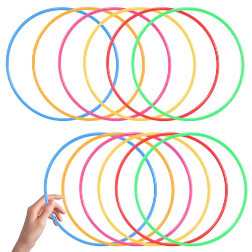 Kisangel 12 Pcs Plastic Tossing Rings Obstacle Course Ring Set Tossing Rings Carnival for Party Birthday Outdoor Games and Agility Practice