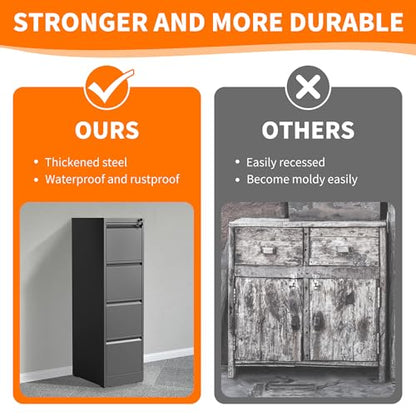 Metal File Cabinet with Drawer Heavy Duty Locking File Cabinets - color: Black, size: 52.4"H-4 drawers