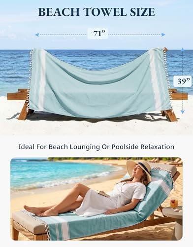 LANE LINEN Beach Towel Oversized, Super Absorbent, Durable - Hunter Green - color: 23: Hunter Green, size: Pack of 2