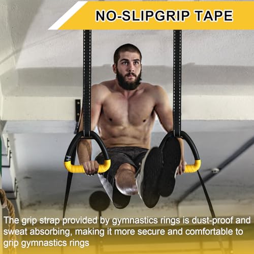 Gymnastic Rings, Gymnastic Rings Equipment, Pull-up Gymnastic Rings, Home Gymnastic Rings no-Punch bar Lanyard for Training Workouts - color: Yellow