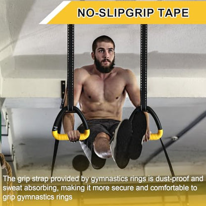 Gymnastic Rings, Gymnastic Rings Equipment, Pull-up Gymnastic Rings, Home Gymnastic Rings no-Punch bar Lanyard for Training Workouts - color: Yellow